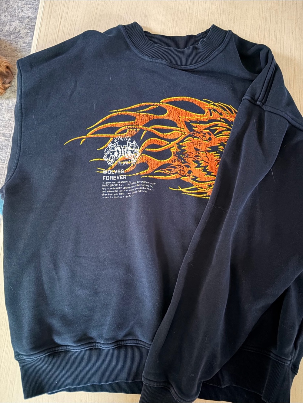 Darc Sport Black Crewneck with Orange Flame wolf